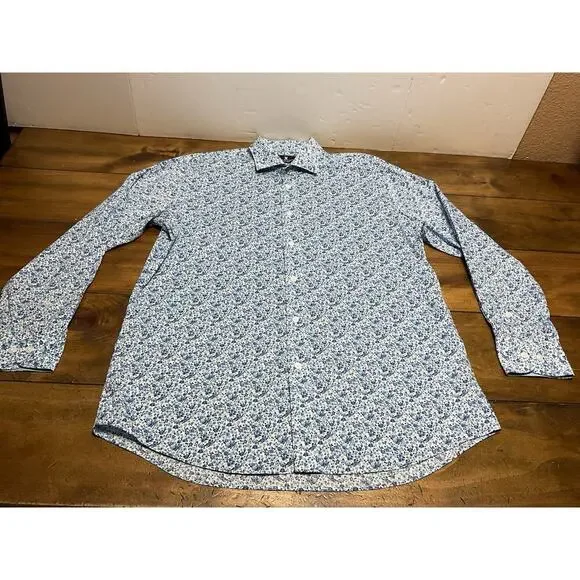 Psycho Bunny | Shirts | Psycho Bunny Dress Shirt Blue Floral Modern Fit  Stretch 6 3233 | Poshmark